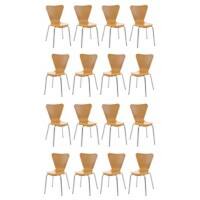 Bezoekersstoel Calisto Hout, Chroom naturel, 16 Stuks