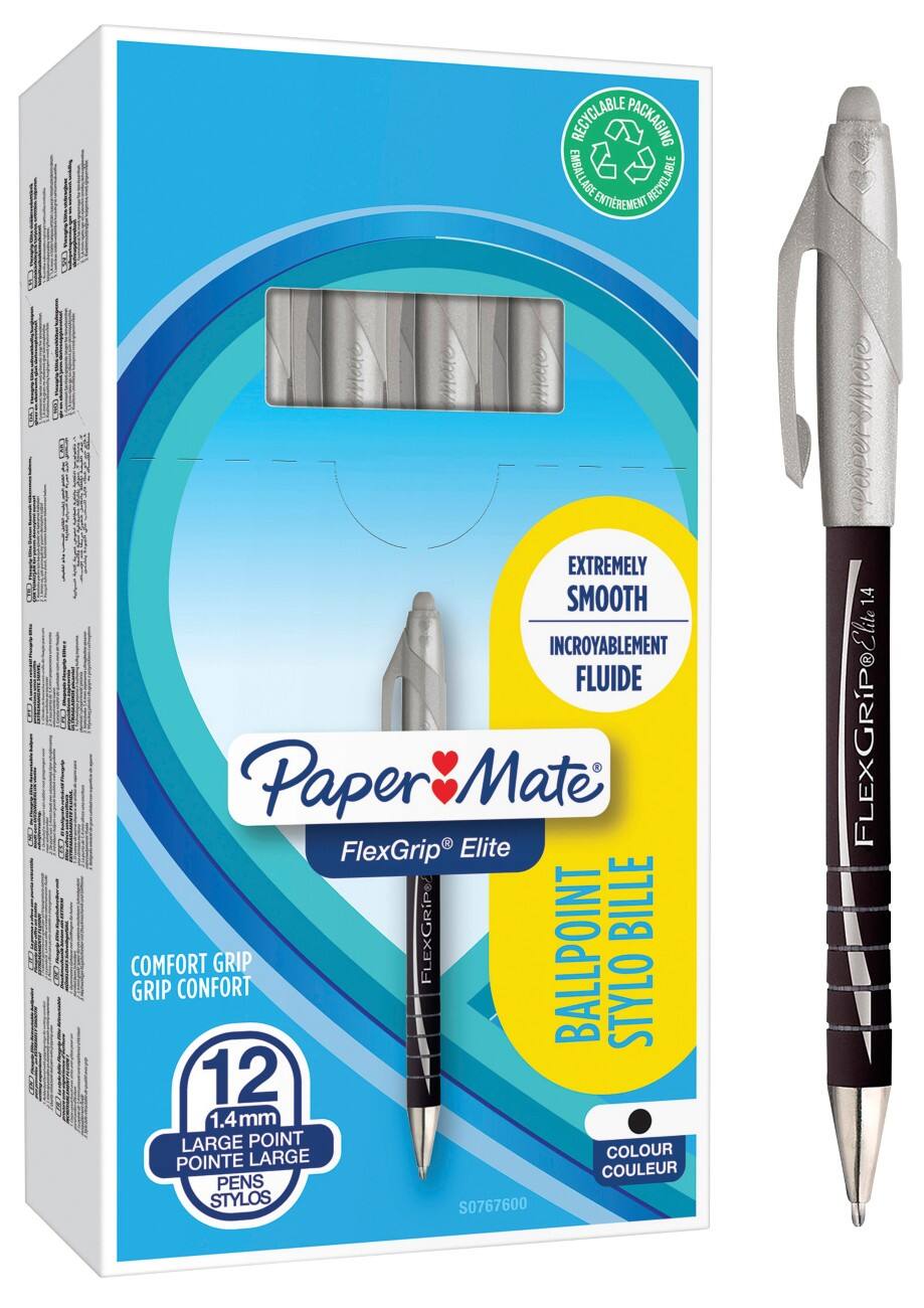 PaperMate Flexgrip® Elite Balpen Zwart 12 Stuks