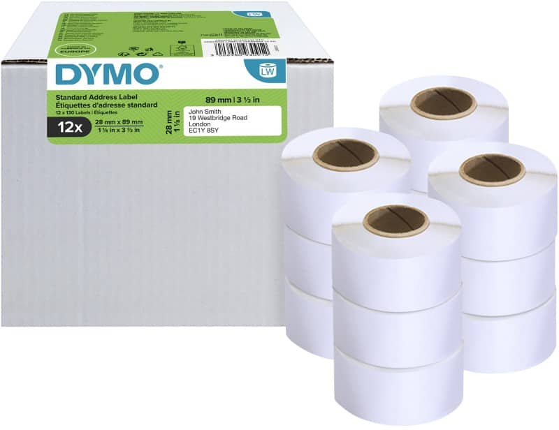Dymo LW S0722370 / 99010 Authentiek Adresetiketten Zelfklevend Wit 28 x 89 mm 12 Rollen à 130 Etiketten