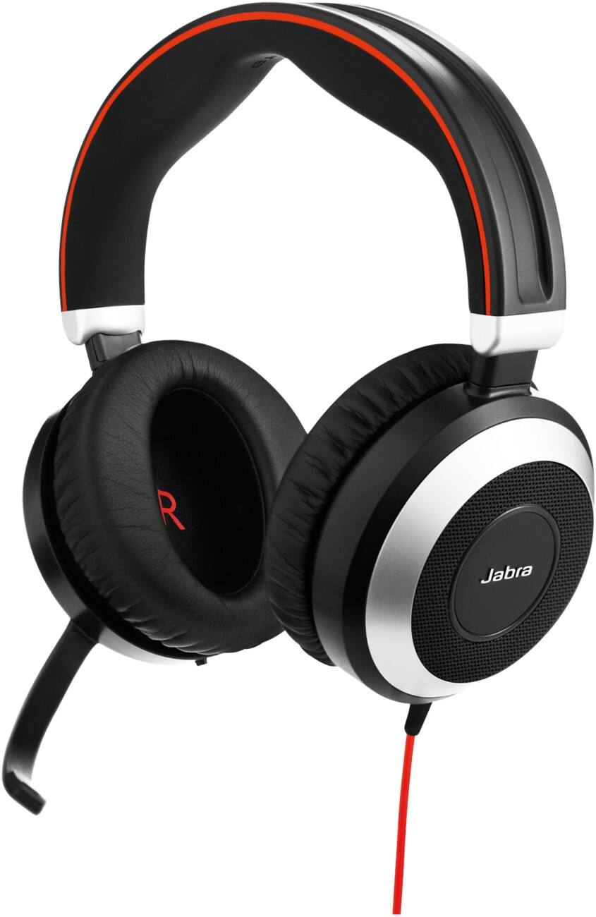 Jabra Evolve 80 MS Stereo Bedrade Koptelefoon Over het hoofd 3,5 mm/USB aansluiting Noise cancelling Met microfoon Zwart
