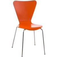 Bezoekersstoel Calisto Hout, Chroom Oranje