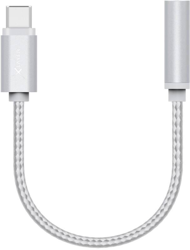 XLAYER 215072 1 x USB C male naar 1 x jack 3,5mm female adapterkabel 0.1m Zilver