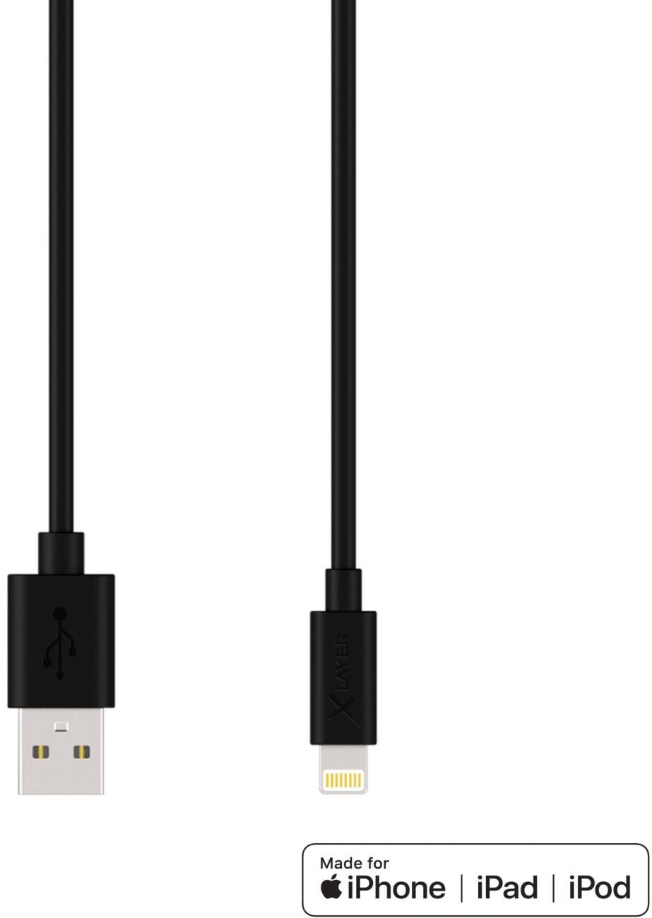 XLAYER 210569 1 x USB A male naar 1 x Apple Lightning male laad & sync kabel 1,2m Zwart