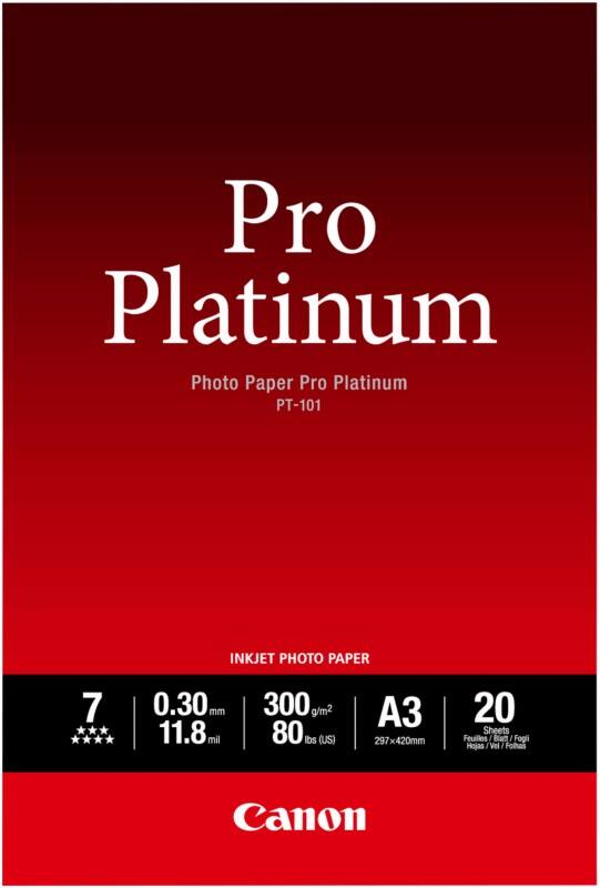 Canon Fotopapier PT-101 A3 300 gram Wit 20 vellen