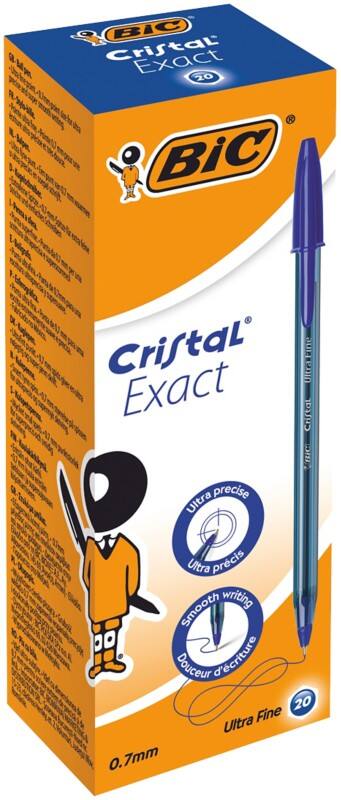 BIC Cristal Exact Balpen Blauw 0,28 mm Extra Fijn Balpen 20 Stuks