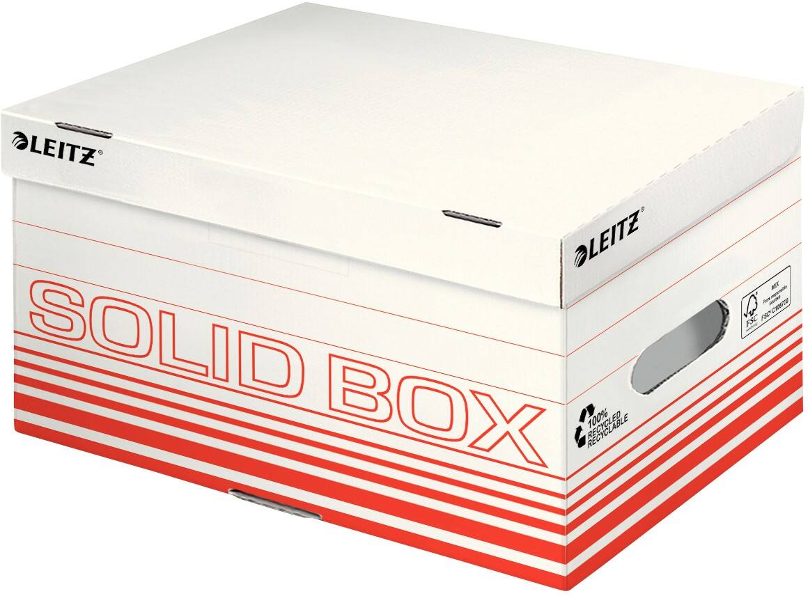 Leitz Solid Archiefdozen met flapdeksel A4 Lichtrood 26,5 x 37 x 19,5 cm 10 Stuks