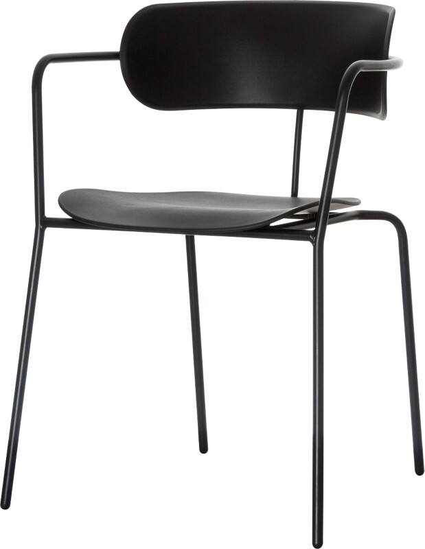 meet powered by PAPERFLOW Bezoekersstoel Kunststof Vaste armleuning Zwart BISTRO  4 Stuks