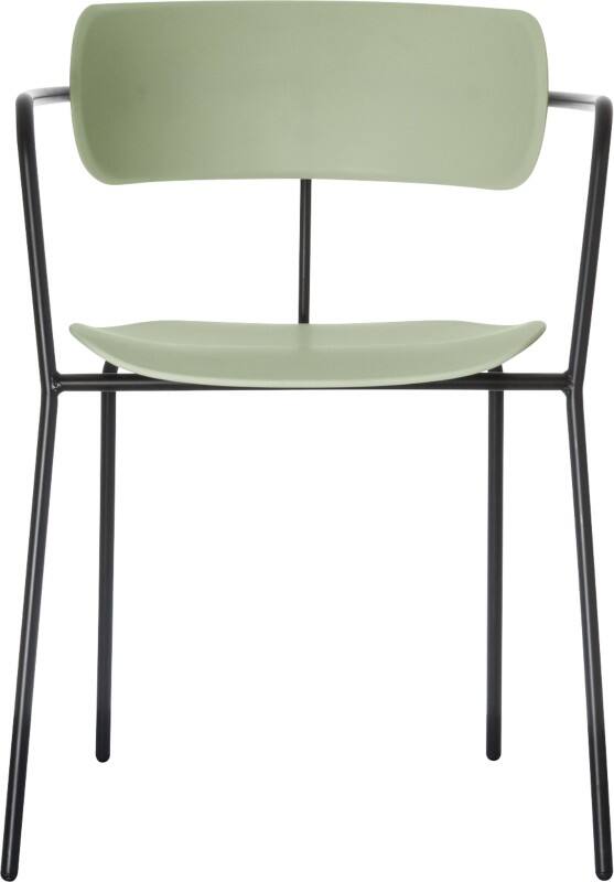 meet powered by PAPERFLOW Bezoekersstoel Kunststof Vaste armleuning Groen BISTRO  4 Stuks