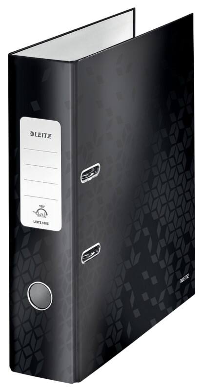 Leitz 180° WOW Breed Ordner A4 80 mm Zwart 2 Ringen 1005 Gelamineerd karton Staand