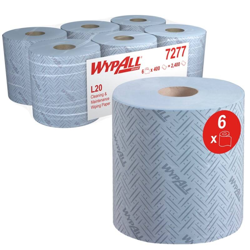WYPALL WypAll Poetspapier Centerfeed Blauw 2-laags 7277 6 Rollen à 400 Vellen