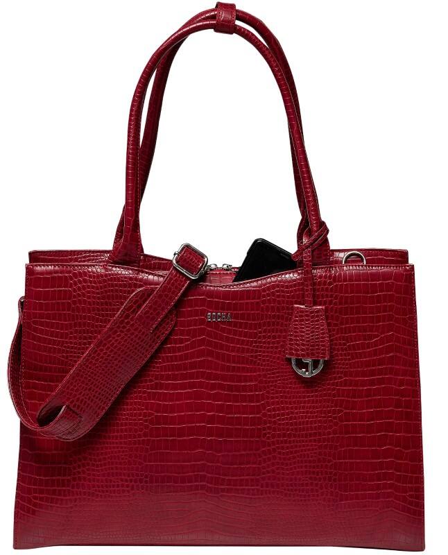 SOCHA Croco Burgundy Laptoptas 15,6" 42 x 13 x 31,5 cm Kunstleer Wijn Rood