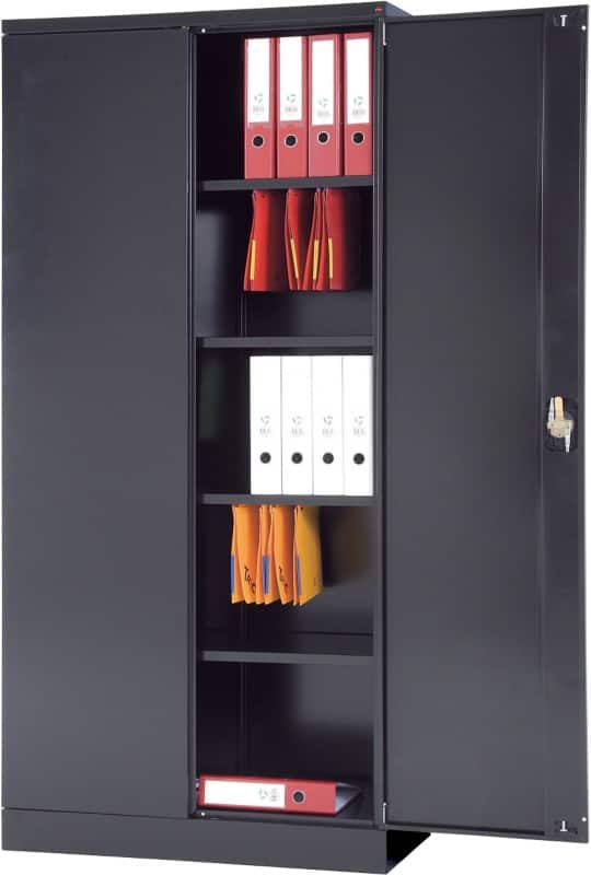 Realspace Draaideurkast Staal 4 Planken Afsluitbaar 920 x 420 x 1.950 mm Zwart