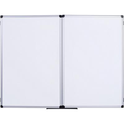 Bi-Office Ruimtebesparend, droog uitwisbaar, multifunctioneel bord. Vouwbaar whiteboard Wandmontage Magnetisch Keramiek Dubbel 90 (B) x 60 (H) cm