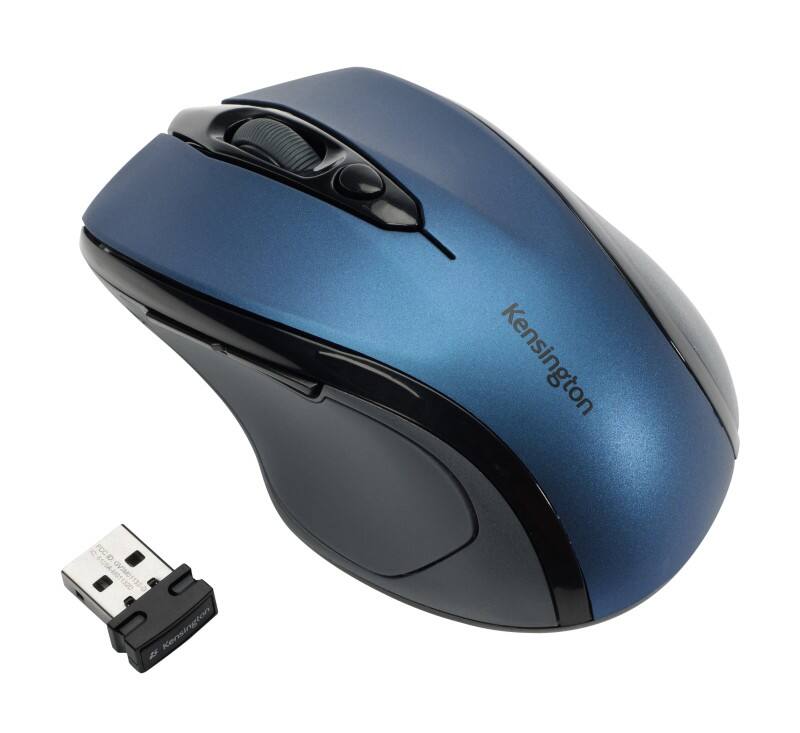 Kensington Pro Fit Draadloze Ergonomische Mid-Size Muis K72421WW Optisch Voor Rechtshandige Gebruikers USB-A Nano Ontvanger Blauw