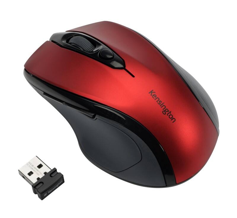 Kensington Pro Fit Draadloze Ergonomische Mid-Size Muis K72422WW Optisch Voor Rechtshandige Gebruikers USB-A Nano Ontvanger Rood