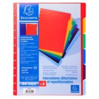 Exacompta Blanco Tabbladen A4 Maxi Kleurenassortiment 6 tabs PP (Polypropeen) 86002E 10 Stuks