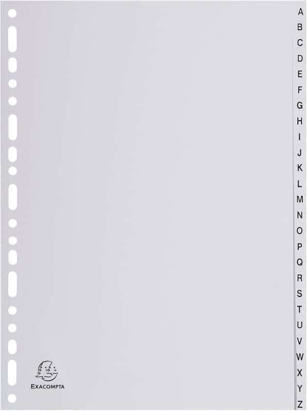 Exacompta Tabbladen 1726E 26 tabs Geperforeerd A4 Polypropyleen A - Z 20 Stuks