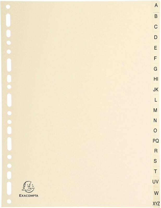 Exacompta Tabbladen 1120E A4 Ivoor 20 tabs Geperforeerd Karton A - Z 10 Stuks