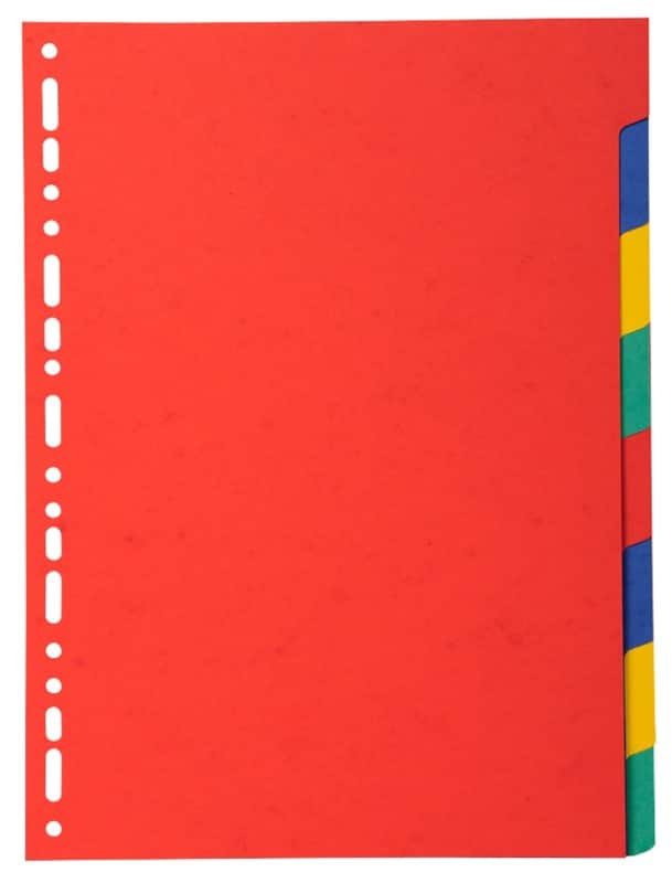 Exacompta Tabbladen Recycled 100% A4 Kleurenassortiment 8 tabs Karton 18 Gaten 2008E 25 Stuks