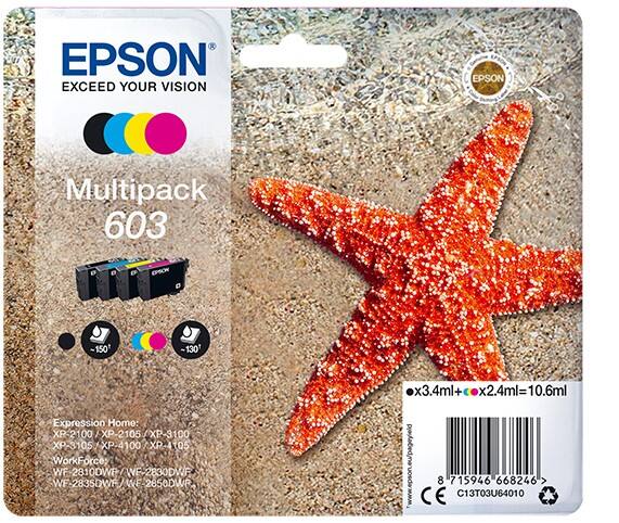 Epson 603 Origineel Inktcartridge C13T03U64010 Zwart, cyaan, magenta, geel Multipack 4 Stuks