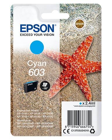 Epson 603 Origineel Inktcartridge C13T03U24010 Cyaan