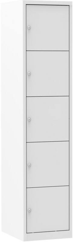 Ceha Metaal Garderobekast 5 Deuren 1 kluis Valgrendelslot 300 x 500 x 1.800 mm Wit