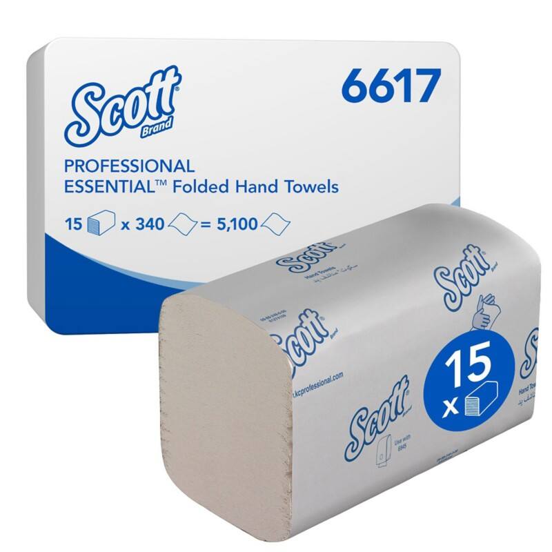Scott Essential Papieren handdoeken Z-vouw Wit 1-laags 6617 15 Stuks à 340 Vellen