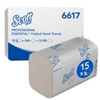 Scott Essential Handdoeken Z-vouw Wit 1-laags 6617 15 Rollen à 340 Vellen