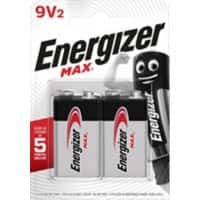 Energizer Batterij Max 9V 6LR61 21000 mAh Alkaline 2 Stuks