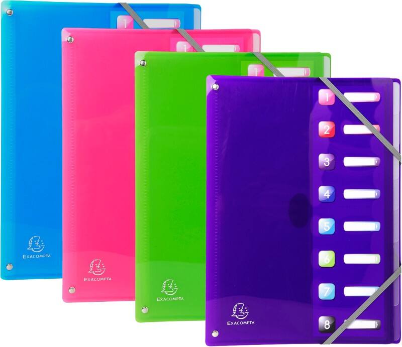 Exacompta Sorteermap Speciaal PP (Polypropeen) 8 tabs Kleurenassortiment Iderama 58680E 24 (B) x 32 (H) cm 8 Stuks