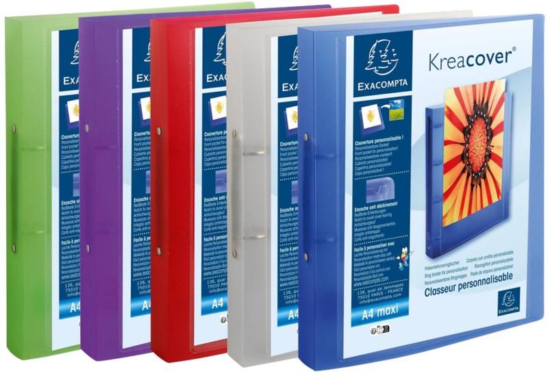 Exacompta Kreacover 30 mm Elastomap PP (Polypropeen) A4 2 Ringen Kleurenassortiment 54769E 15 Stuks