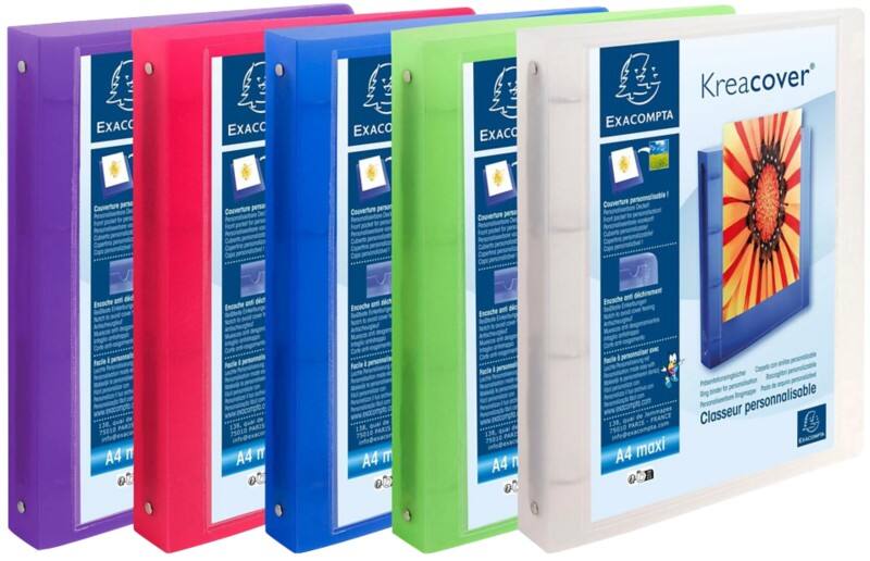 Exacompta Kreacover 30 mm Elastomap PP (Polypropeen) A4+ 4 Ringen Kleurenassortiment 51769E 15 Stuks