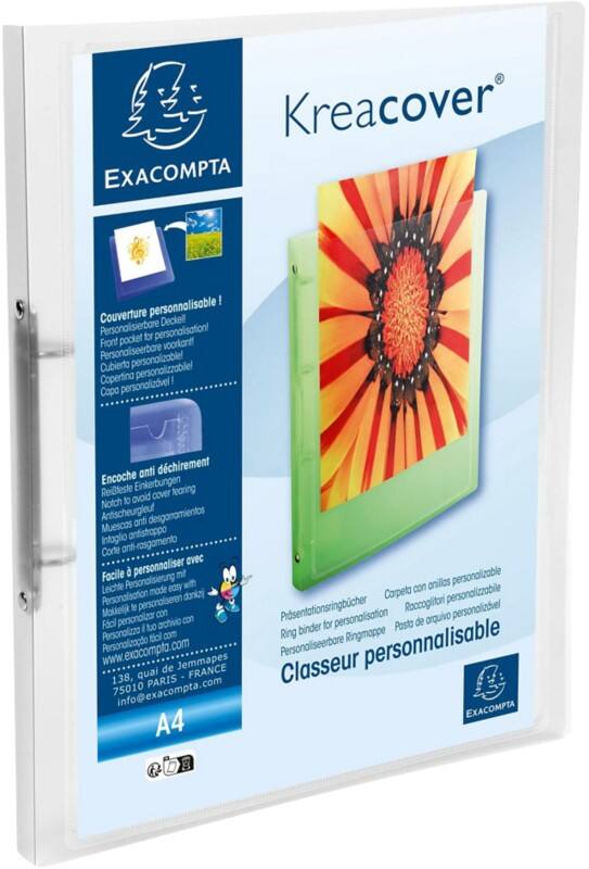 Exacompta Kreacover 15 mm Elastomap PP (Polypropeen) A4 2 Ringen Transparant 54960E 25 Stuks