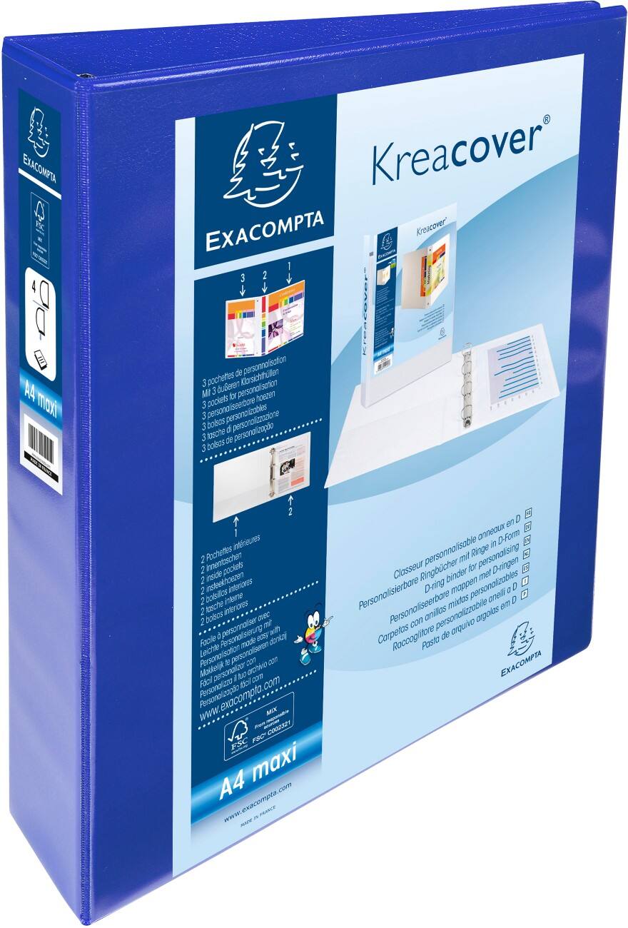 Exacompta Presentatiemap Polypropyleen A4+ 2 ringen 40 mm Blauw 10 Stuks