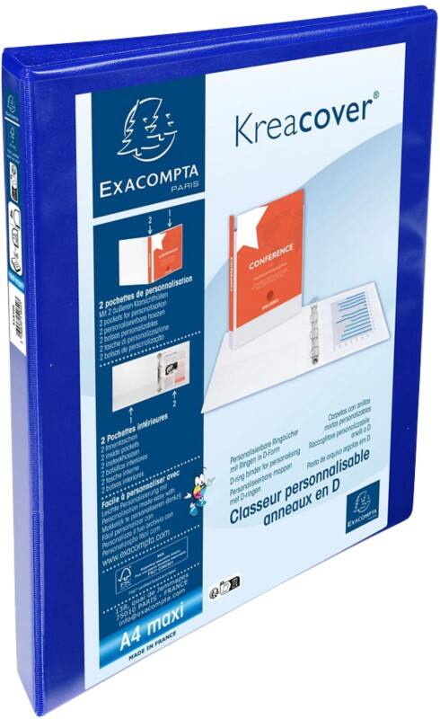 Exacompta Kreacover 15 mm Elastomap PP (Polypropeen) A4+ 4 Ringen Blauw 51840BE 10 Stuks