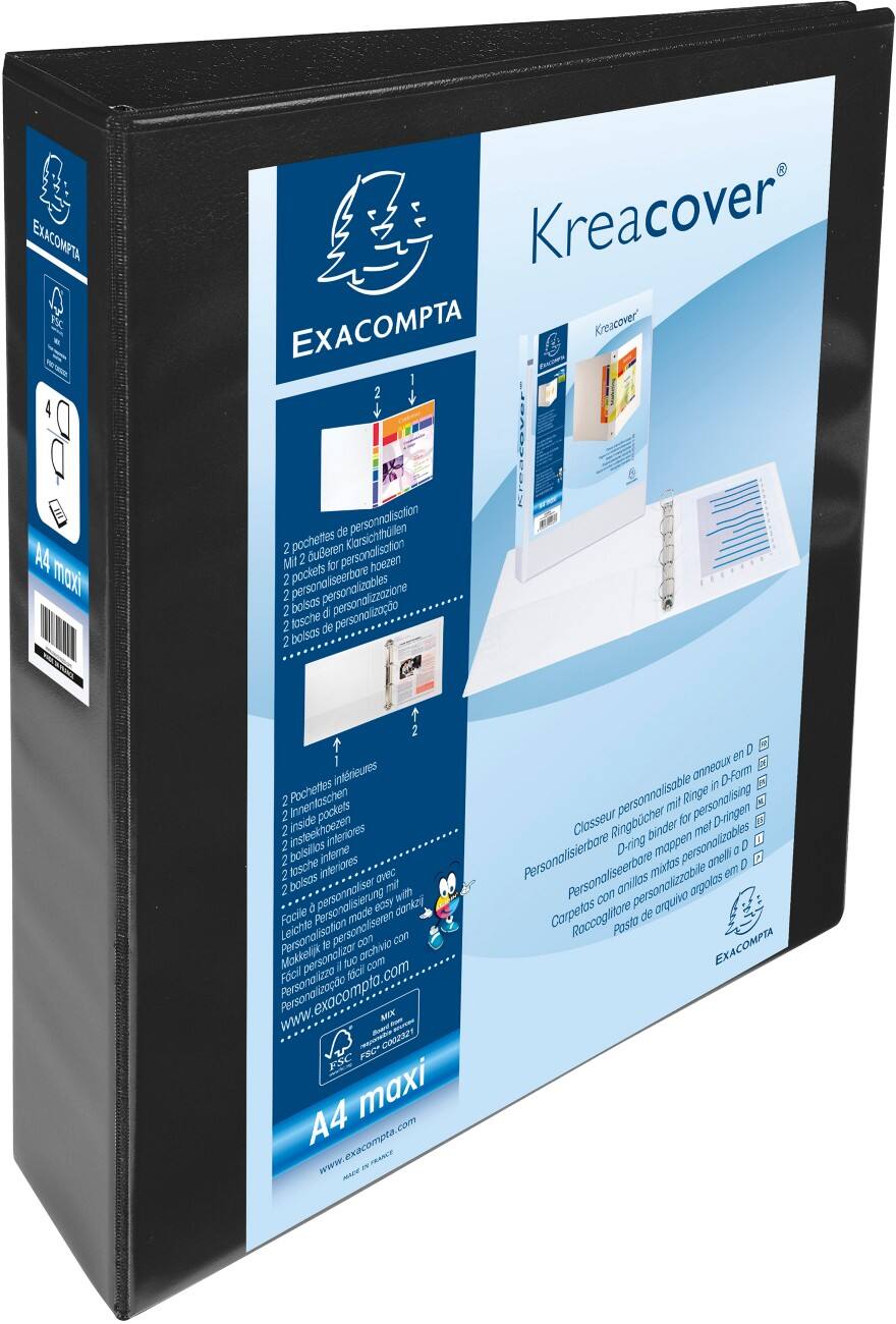 Exacompta Presentatiemap 51943NE Polypropyleen A4+ 4 ringen 40 mm Zwart 10 Stuks