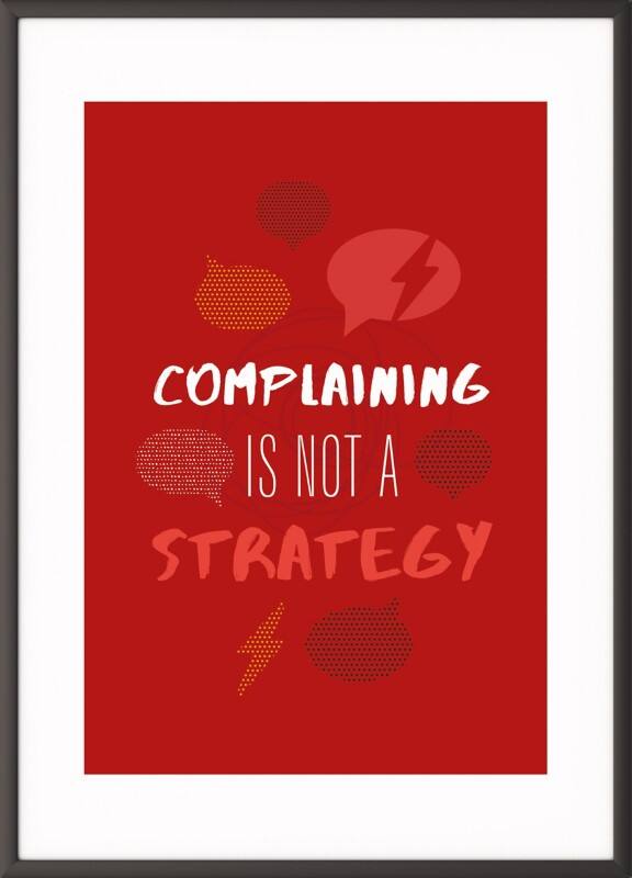 Paperflow Lijst met motiverende slogan "Complaining Is Not A Strategy" 300 x 400 mm Kleurenassortiment