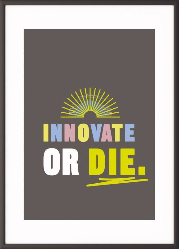 Paperflow Lijst met motiverende slogan "Innovate Or Die" 300 x 400 mm Kleurenassortiment