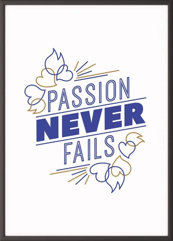 Paperflow Lijst met motiverende slogan "Passion Never Fails" 600 x 800 mm Kleurenassortiment