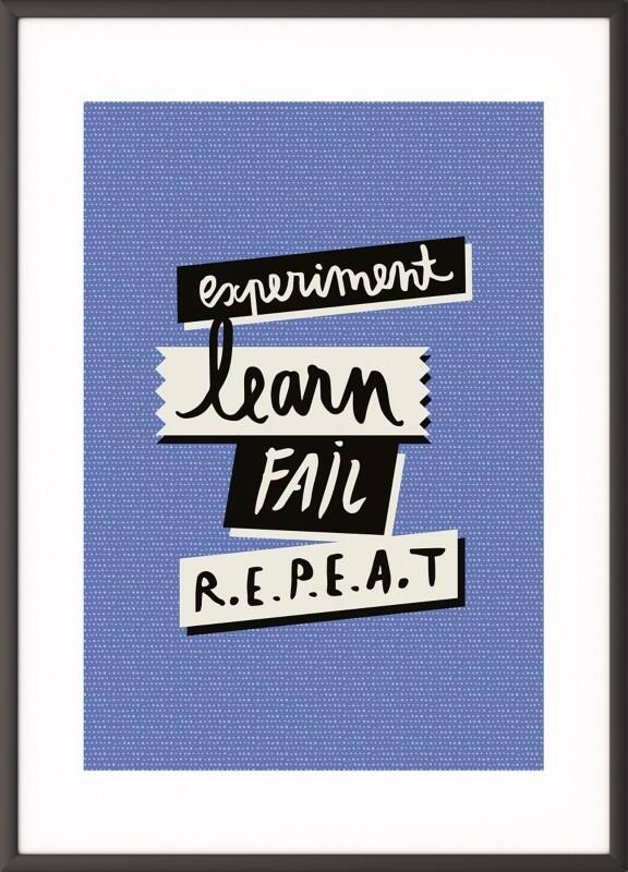 Paperflow Lijst met motiverende slogan "Experiment Fail Learn Repeat" 600 x 800 mm Kleurenassortiment