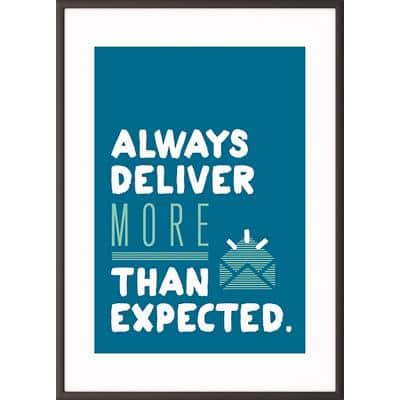 Paperflow Lijst met motiverende slogan "Always Deliver More Than Expected" 600 x 800 mm Kleurenassortiment
