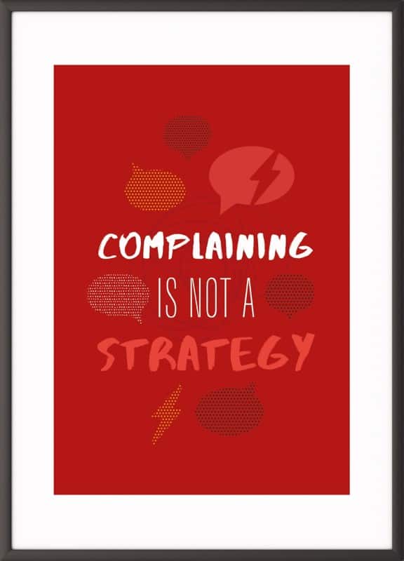 Paperflow Lijst met motiverende slogan "Complaining Is Not A Strategy" 420 x 594 mm Kleurenassortiment