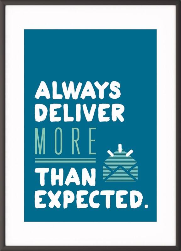 Paperflow Lijst met motiverende slogan &#034;Always Deliver More Than Expected&#034; 400 x 500 mm Kleurenassortiment