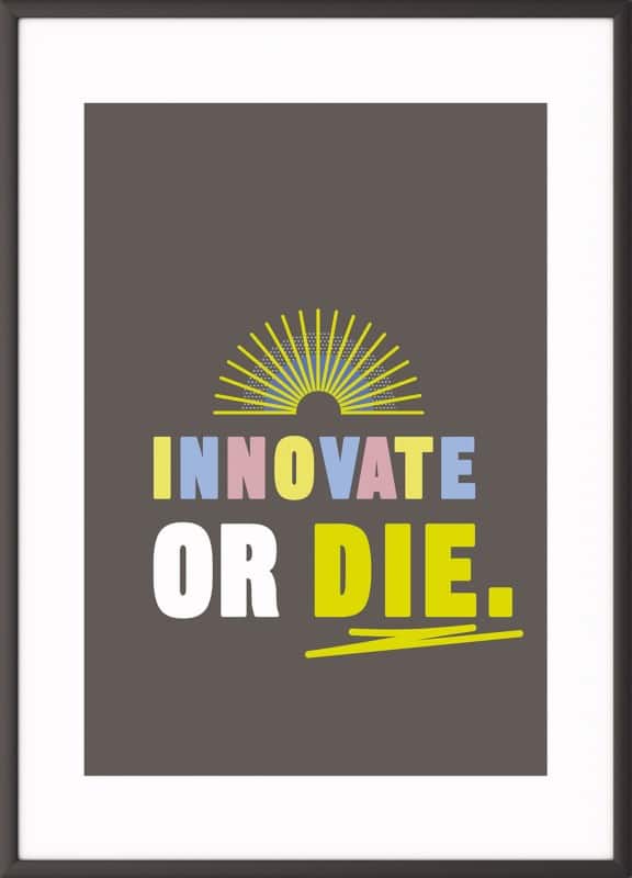 Paperflow Lijst met motiverende slogan "Innovate Or Die" 420 x 594 mm Kleurenassortiment