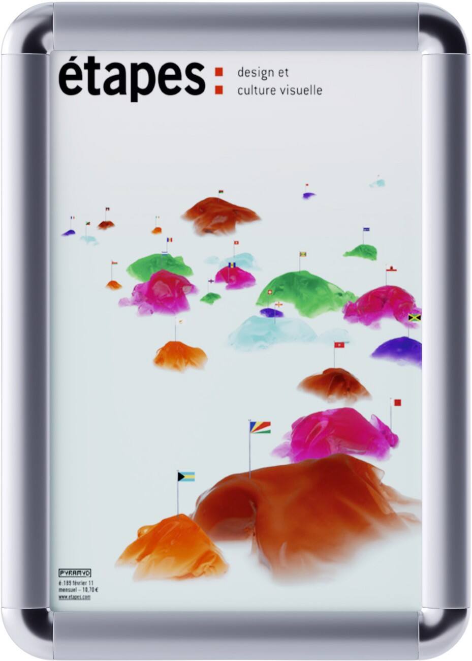 Paperflow Wandmontage Clip Frame met ronde hoeken A3 297 X 420 mm Aluminium 6 stuks