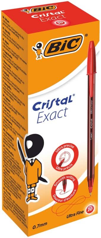 BIC Cristal Exact Balpen Rood 0,28 mm Extra Fijn Balpen 20 Stuks