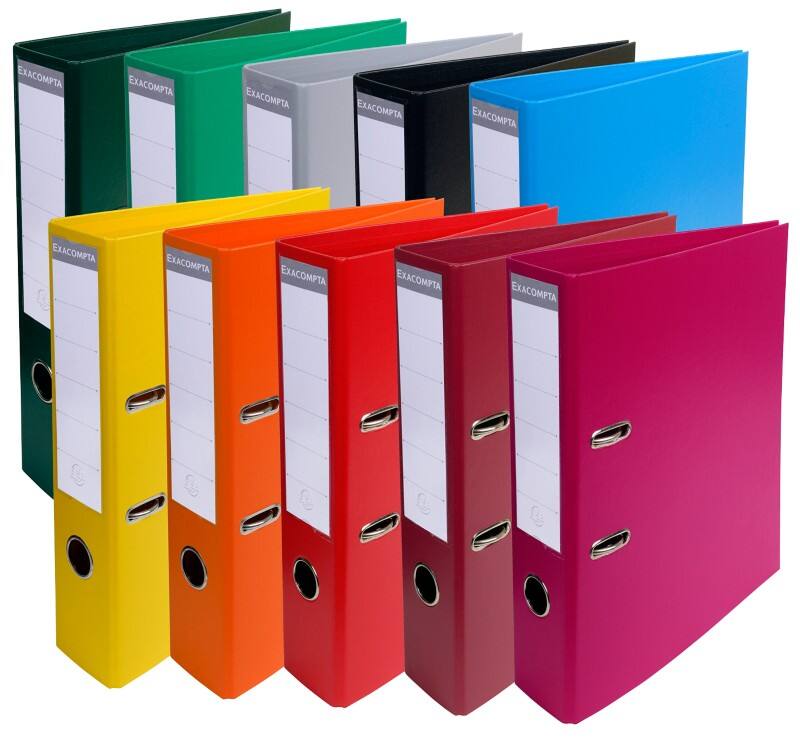 Exacompta Prem Touch Breed Ordner A4 70 mm Kleurenassortiment 2 Ringen 53074E Kunststof Staand  10 Stuks