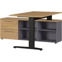 GERMANIA thuiskantoorbureau 4243-564 bruin, grafiet, eiken 1.590 x 1.400 x 750 mm