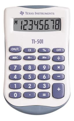 Texas Instruments Zakrekenmachine TI-501 55 mm Blauw, wit 90 x 55 x 10 mm