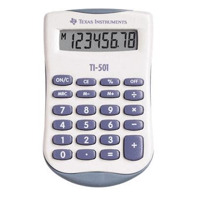 Texas Instruments Zak rekenmachine TI-501 55 mm Blauw, wit 90 x 55 x 10 mm